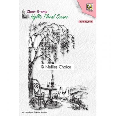 Nellie's Choice Clear Stamp - Outside Seating With Tree